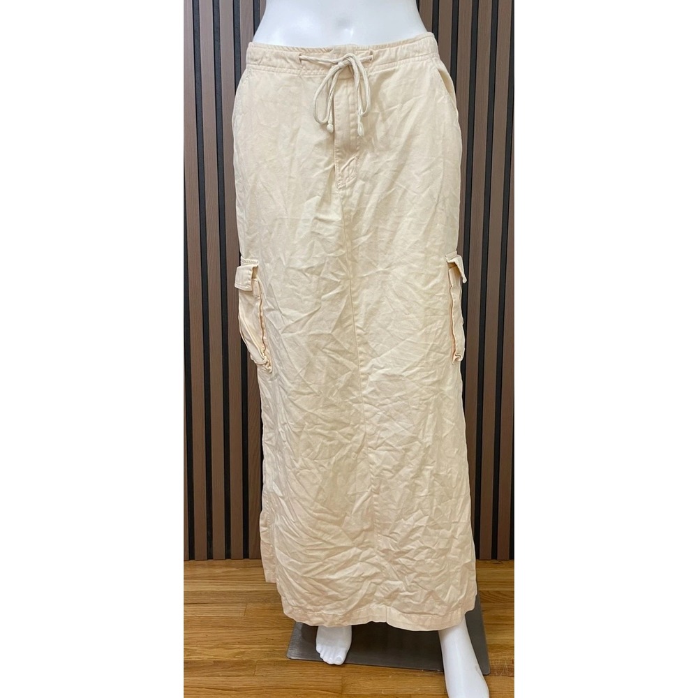 Arizona Women's 5 Beige Maxi Skirt Cotton Cargo Y2k Utility Vintage Boho